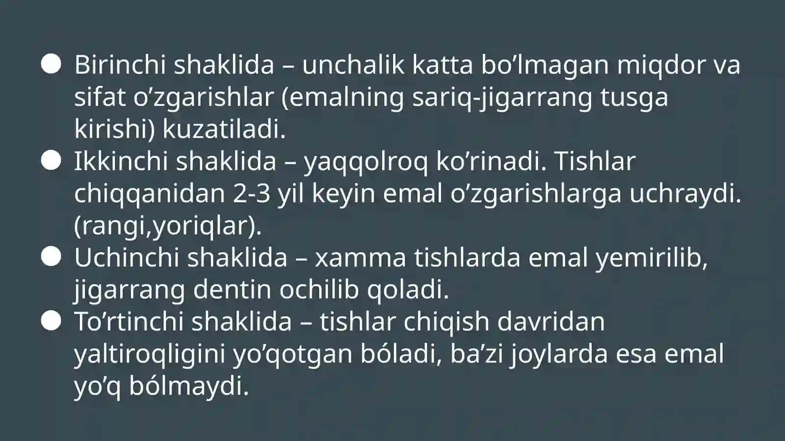 Tish qattiq tóqimalarining nasliy kasalliklari 4