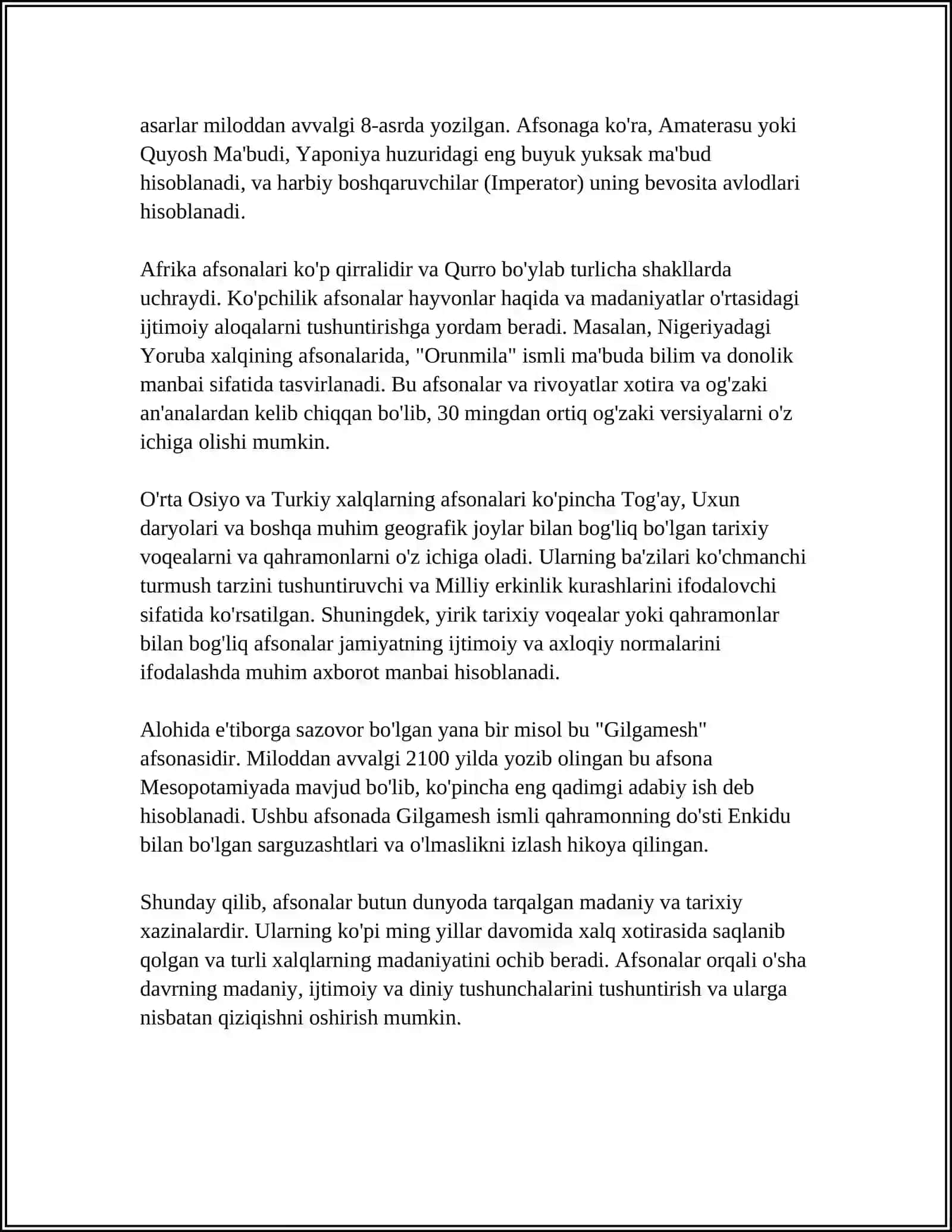 "DUNYO XALQLARI MIFLARI " XAQIDA KRASVVORD TAYYORLASH 4