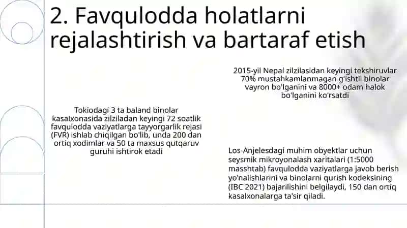 Maxsus inshootlar zilzila qardoshligi masalalari 4