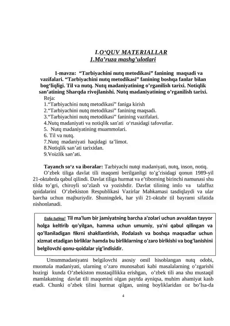 Tarbiyachini Nutq Metodikasi 4