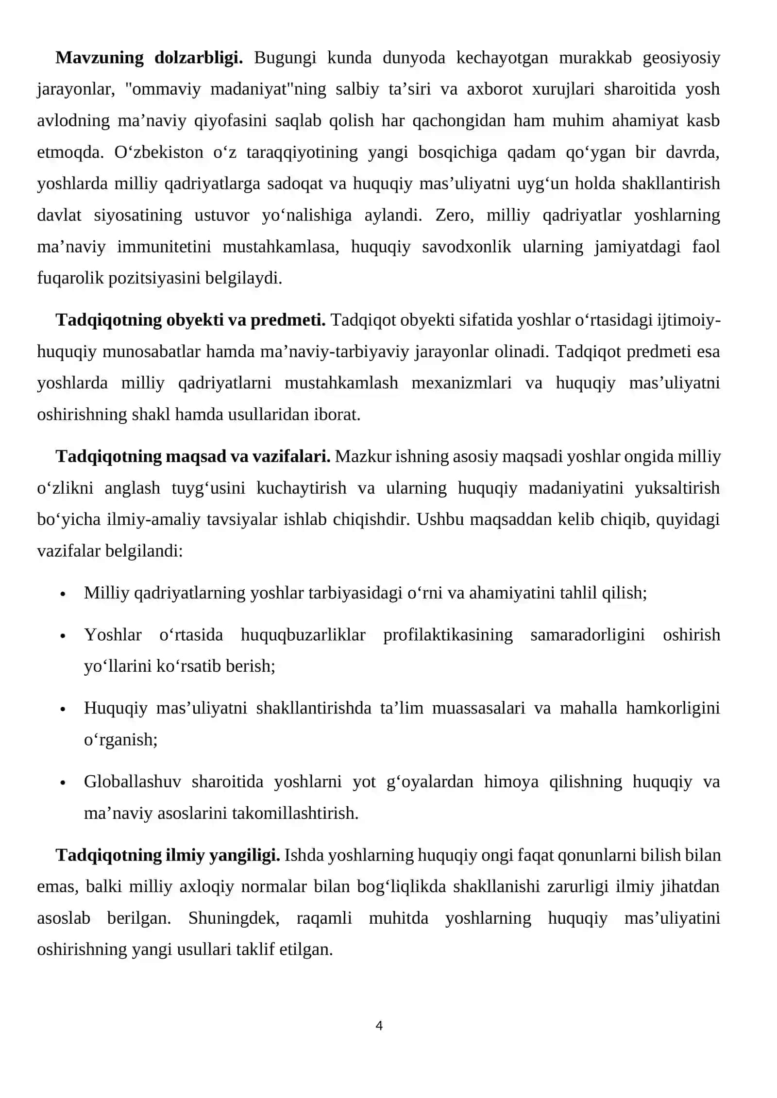 YOSHLAR ORASIDA MILLIY QADRIYATLARNI MUSTAHKAMLASH VA HUQUQIY MAS’ULIYATNI SHAKLLANTIRISH MASALALARI 4
