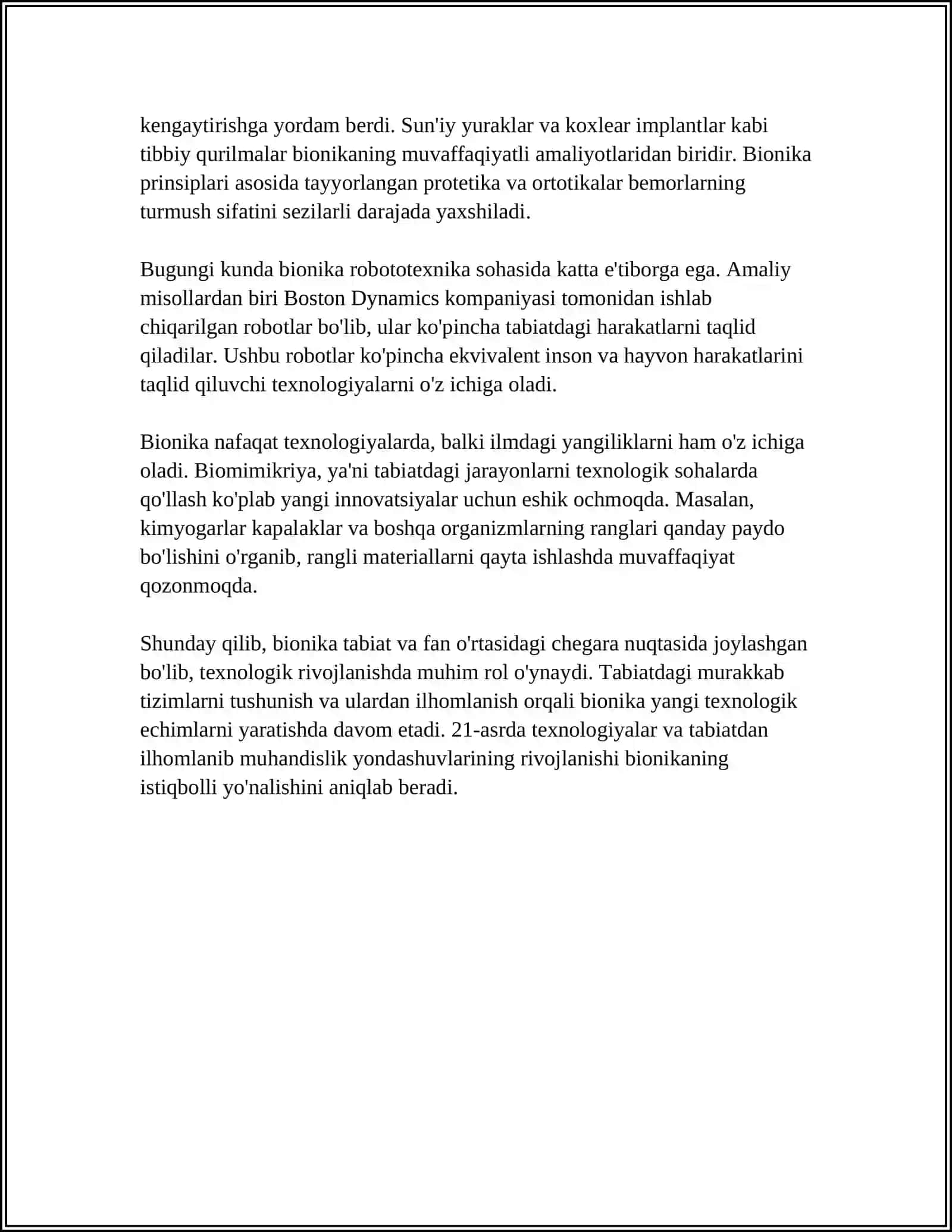 BIONIKA ASOSLARI VA UNI INSON HAYOTIDAGI OʻRNI 4