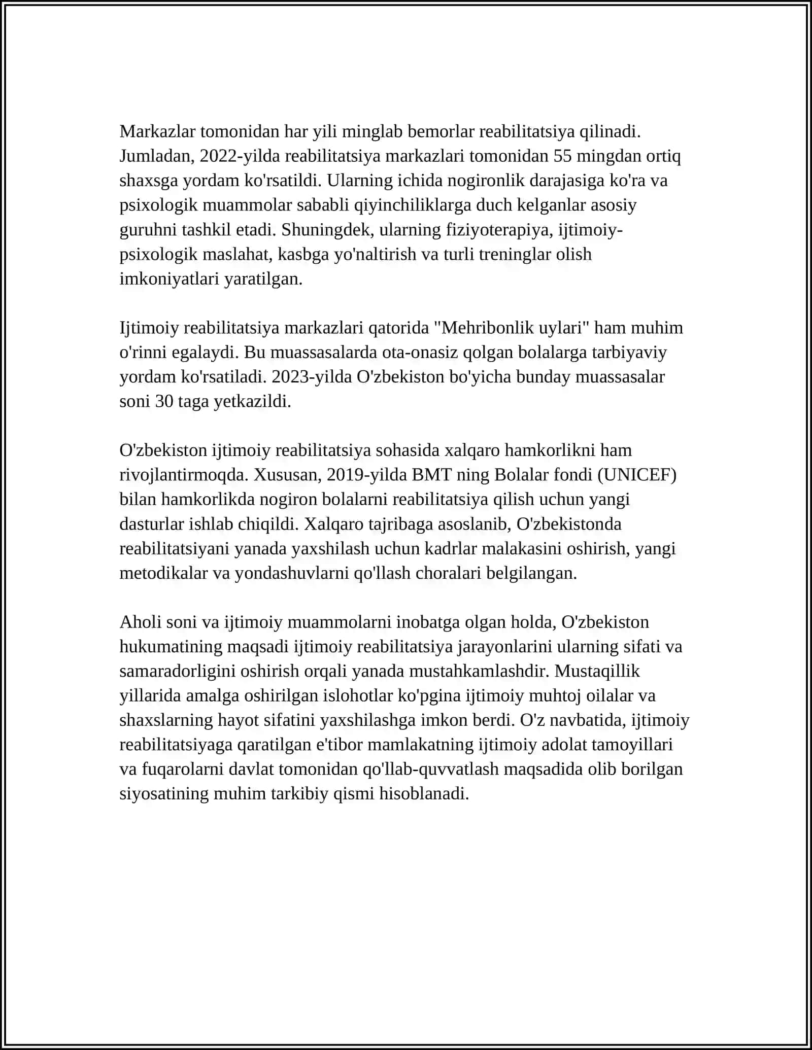 MUSTAQILLIK YILLARIDA IJTIMOIY REABILITATSION MASALALARNING TUBDAN YANGILANISHI 4
