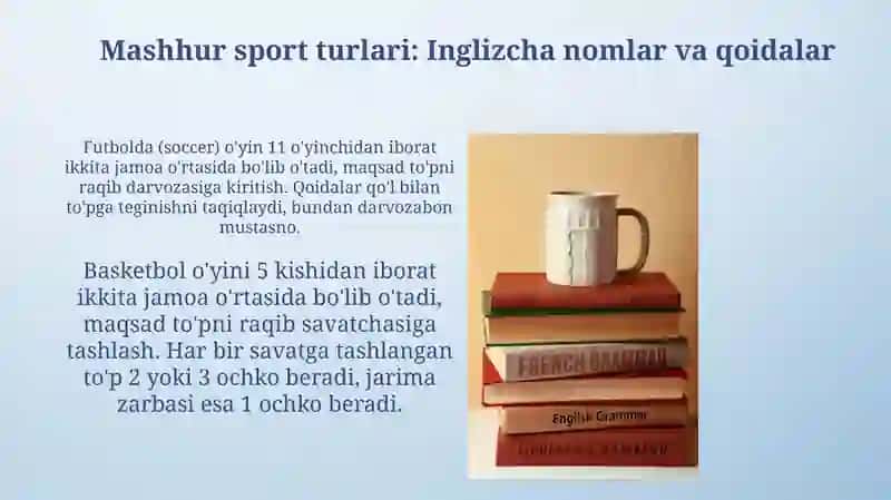 Ingliz tili fanidan mavzusi sport haqida 4