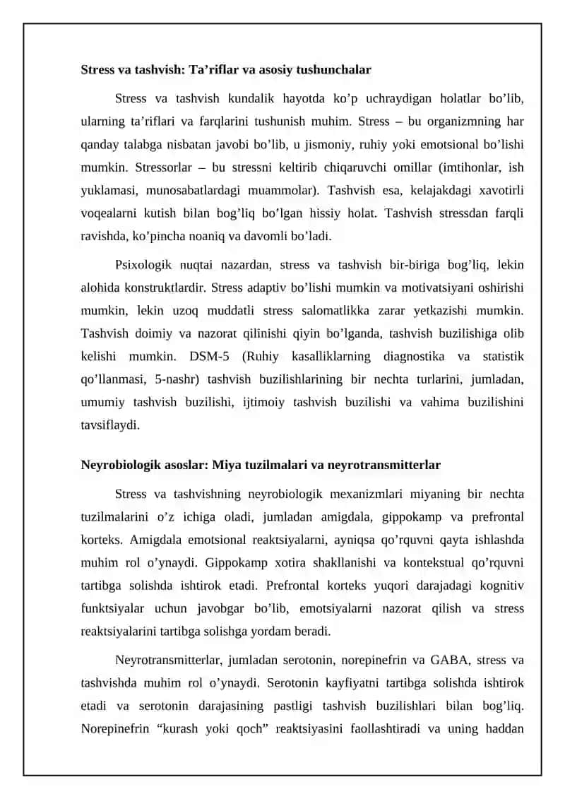 Stress va xavotirning psixologik mexanizmlari 4