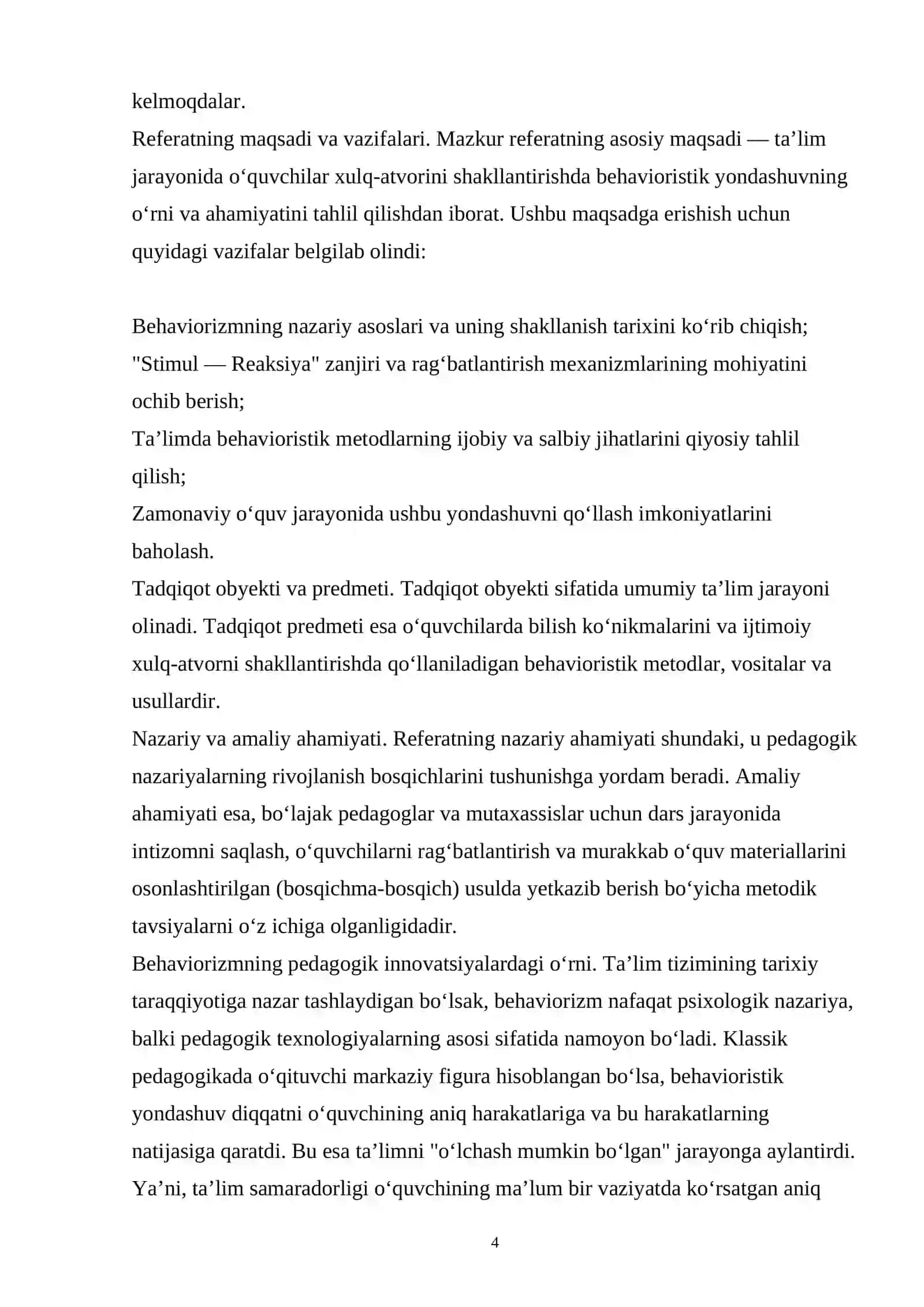 Ta’limda xulq-atvorni shakllantirish: Behavioristik yondashuv tahlili 4