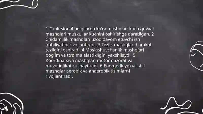 Mashqlarning tasnifi 4
