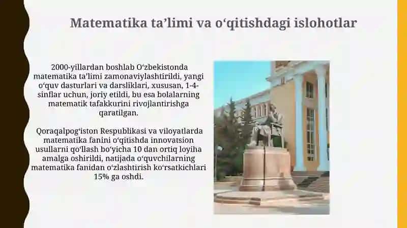Oʻzbekistonda oʻzbek olimlarining elementar matematika va matematika sohalarining qo'shgan hissasi 4