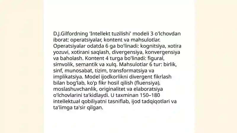 D.J.Gilfordning kreativlikka qóshgan hissasi 4