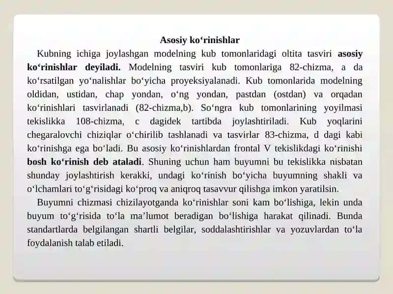 Chizmalarda ko‘rinishlar, kesimlar va qirqimlar 4