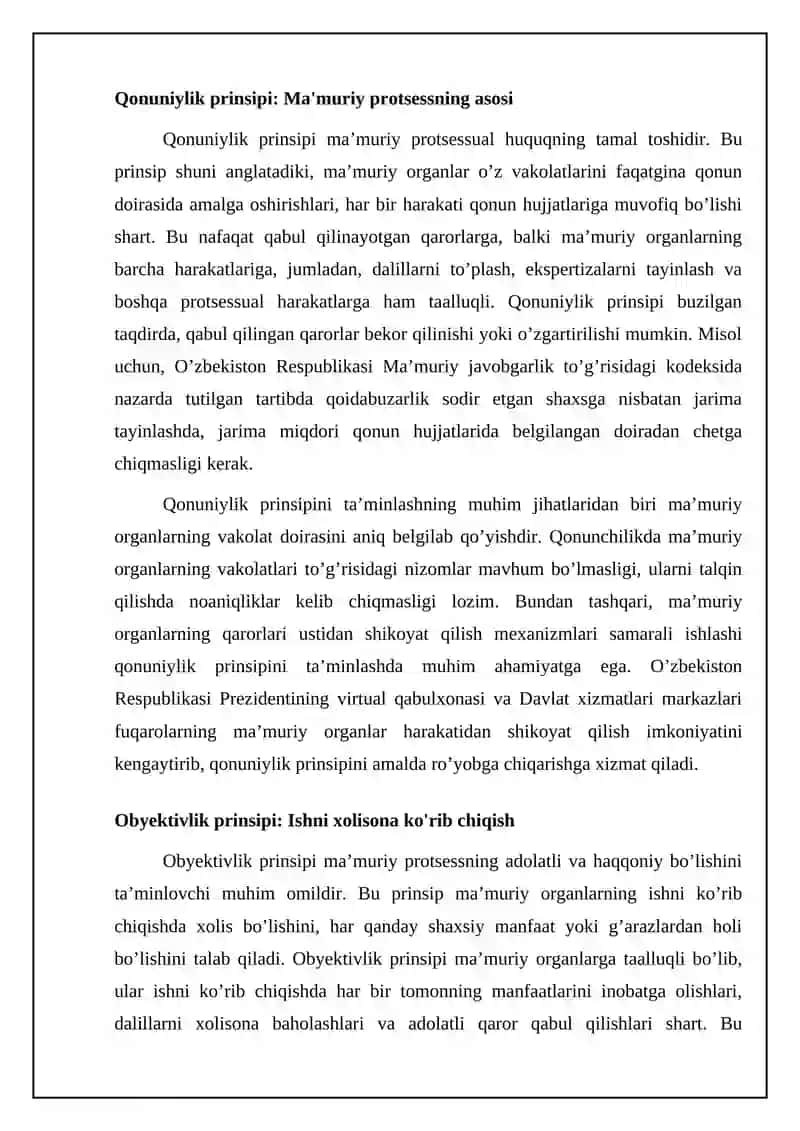 Ma'muriy protsessual huquqning asosiy prinsiplari: nazariya va amaliyot 4
