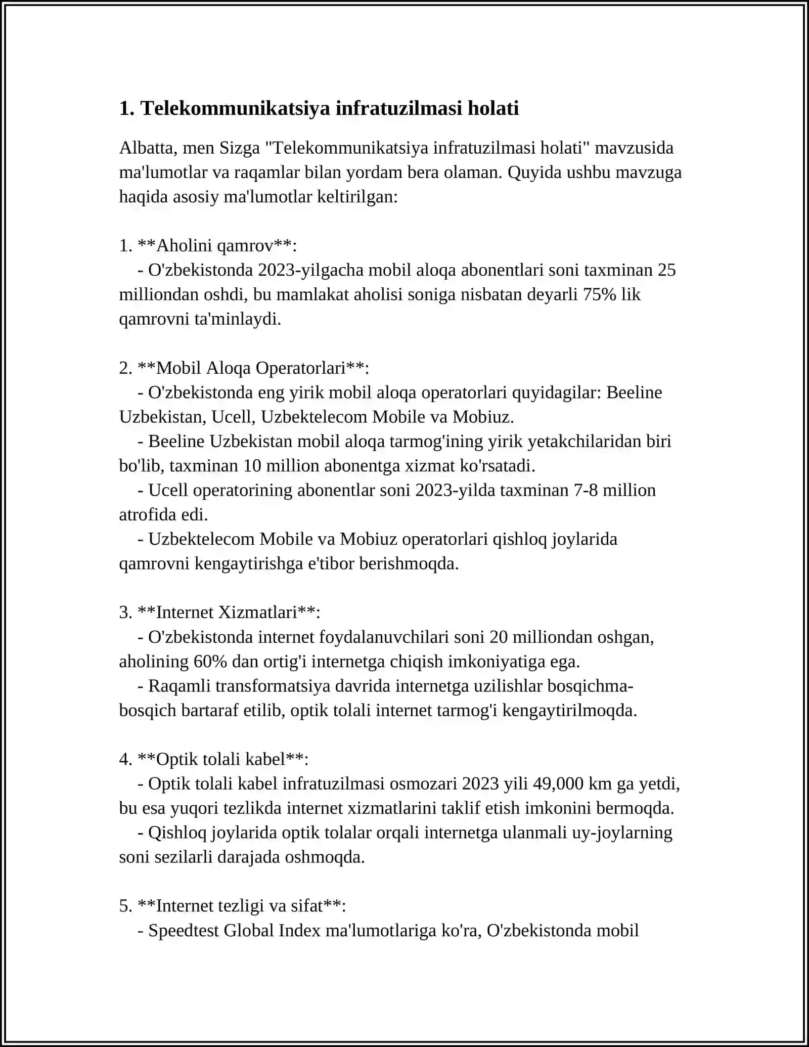 OʻZBEKISTONDA TELEKOMMUNIKATSIYA VA SIMSIZ TEXNOLOGIYALARNI RIVOJLANISHIGA TA'SIR QILUVCHI ASOSIY OMILLAR 4