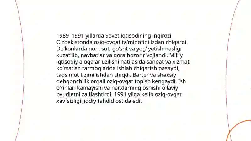 Mustaqillik erishish arafasida Oʻzbekistonda ijtimoiy iqtisodiy jarayonlar 4