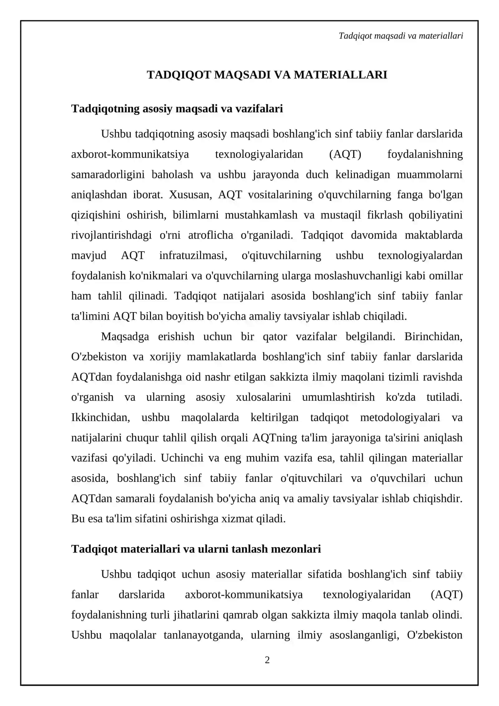 Boshlangich sinf tabiiy fanlar darslarida axborot texnologiyalaridan foydalanishga oid 8ta maqolani oʻrganish va tahlil qilish 4
