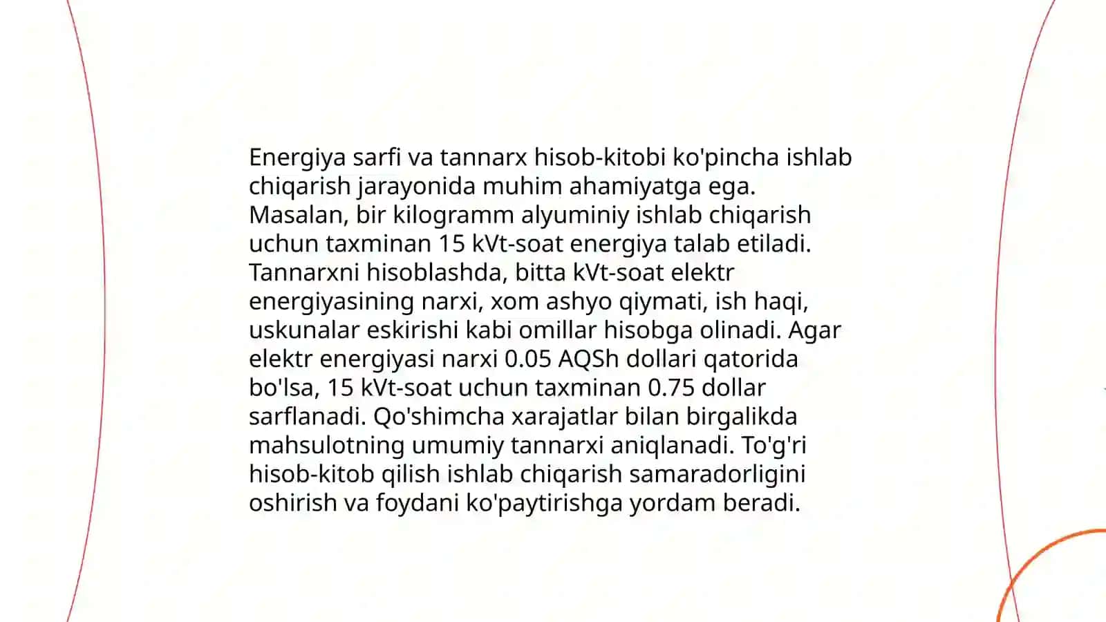 Mahsulot tannarxi va energiya komponenti 4