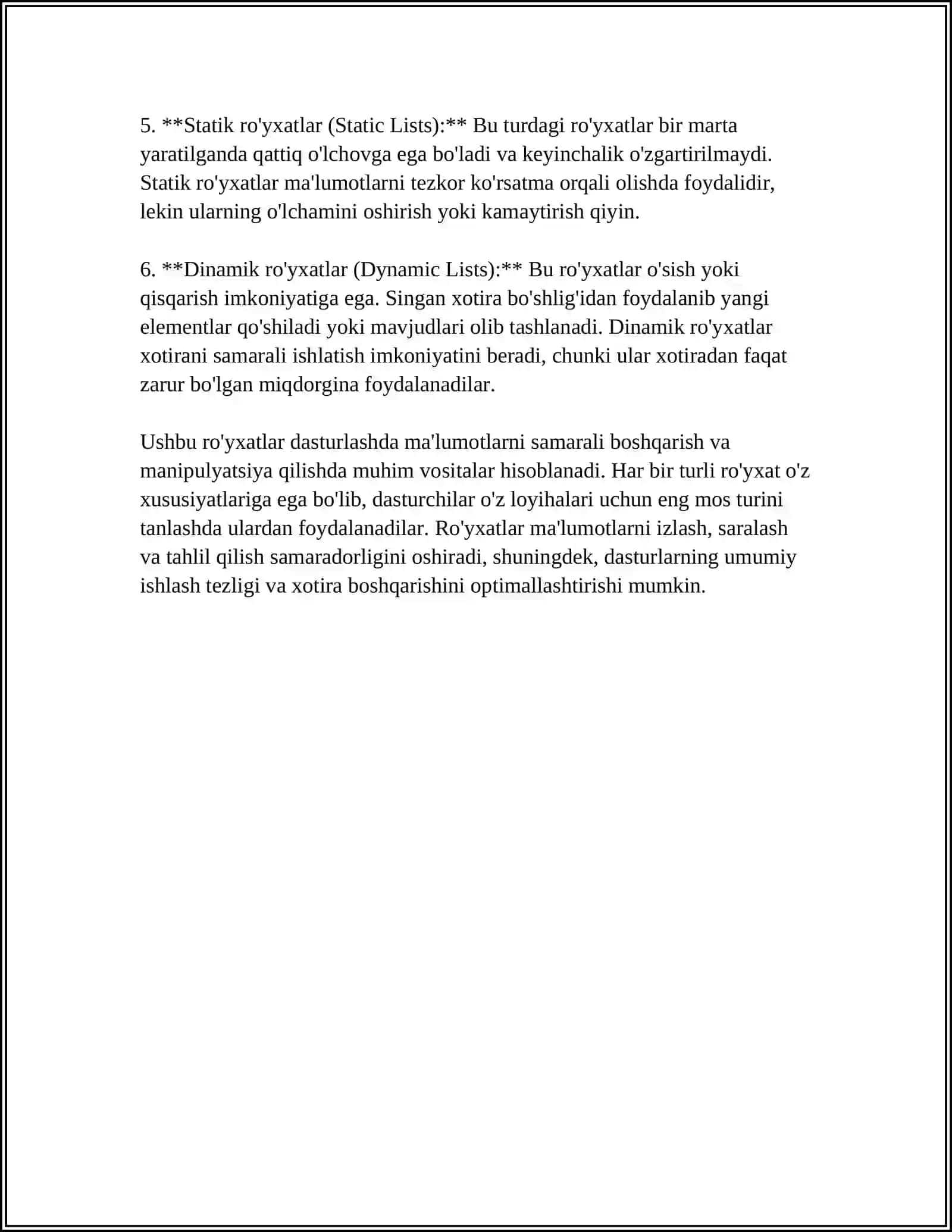 BOG'LANGAN RO'YXATLAR HADIQA TUSHUNCHALAR 4