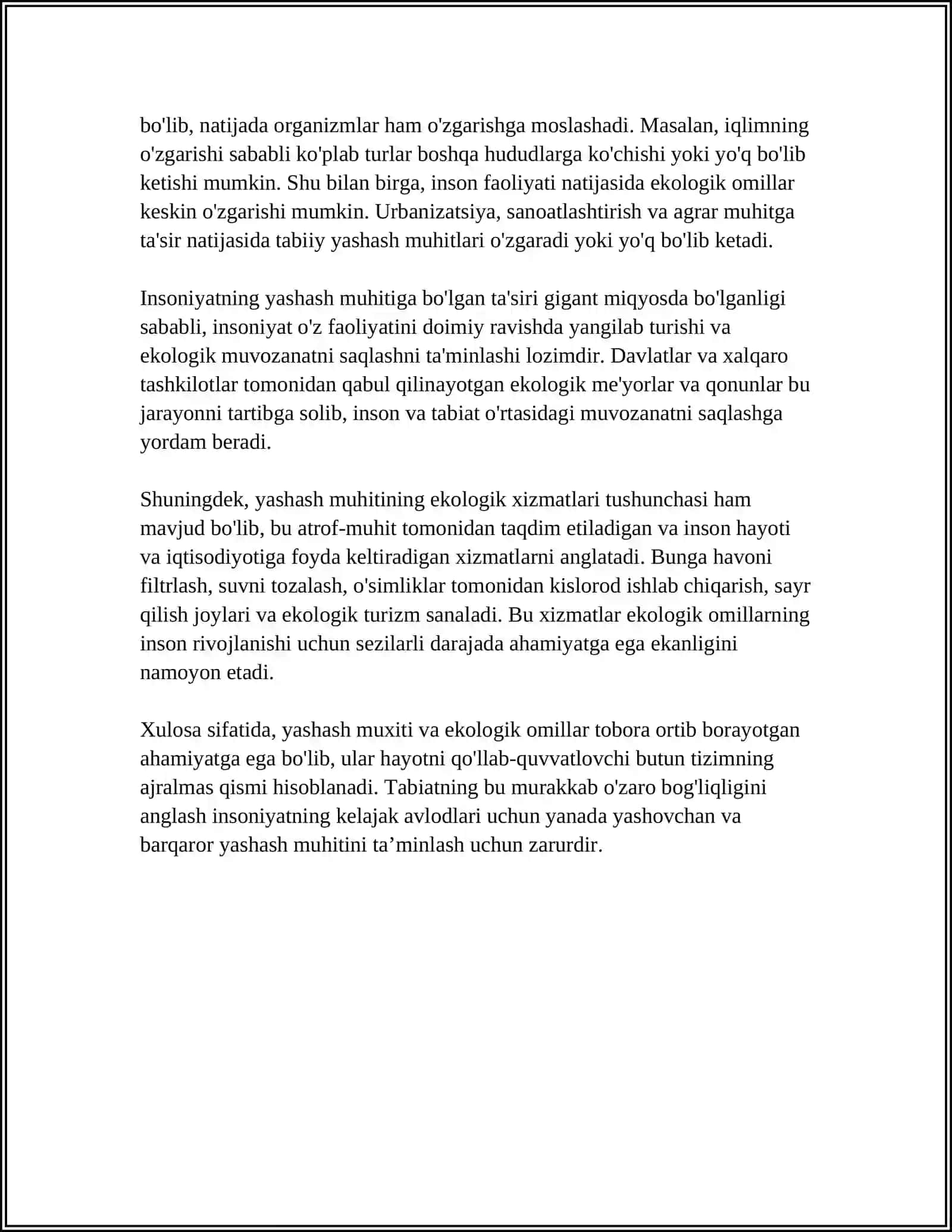 YASHASH MUXITI. EKOLOGIK OMILLARNING OʻSIMLIKLAR HAYOTIDAGI AHAMIYATI 4