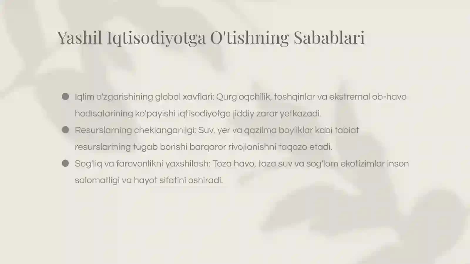 Yashil iqtisodiyot: Kelajakka Sanoqli Qadamlar 4
