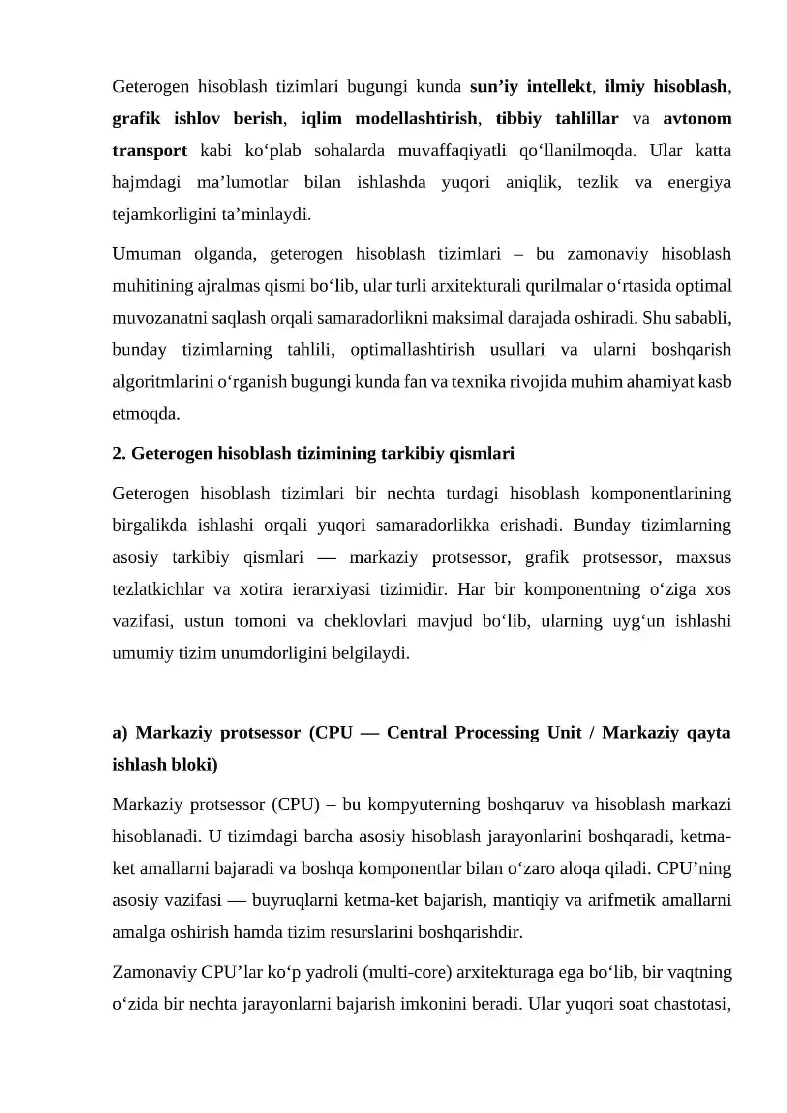 Geterogen hisoblashda unumdorlikni izchil tahlil qilish bo‘yicha choralar. 4