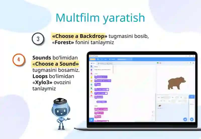 Scratch muhitida soddamultfilmlar yaratish 4