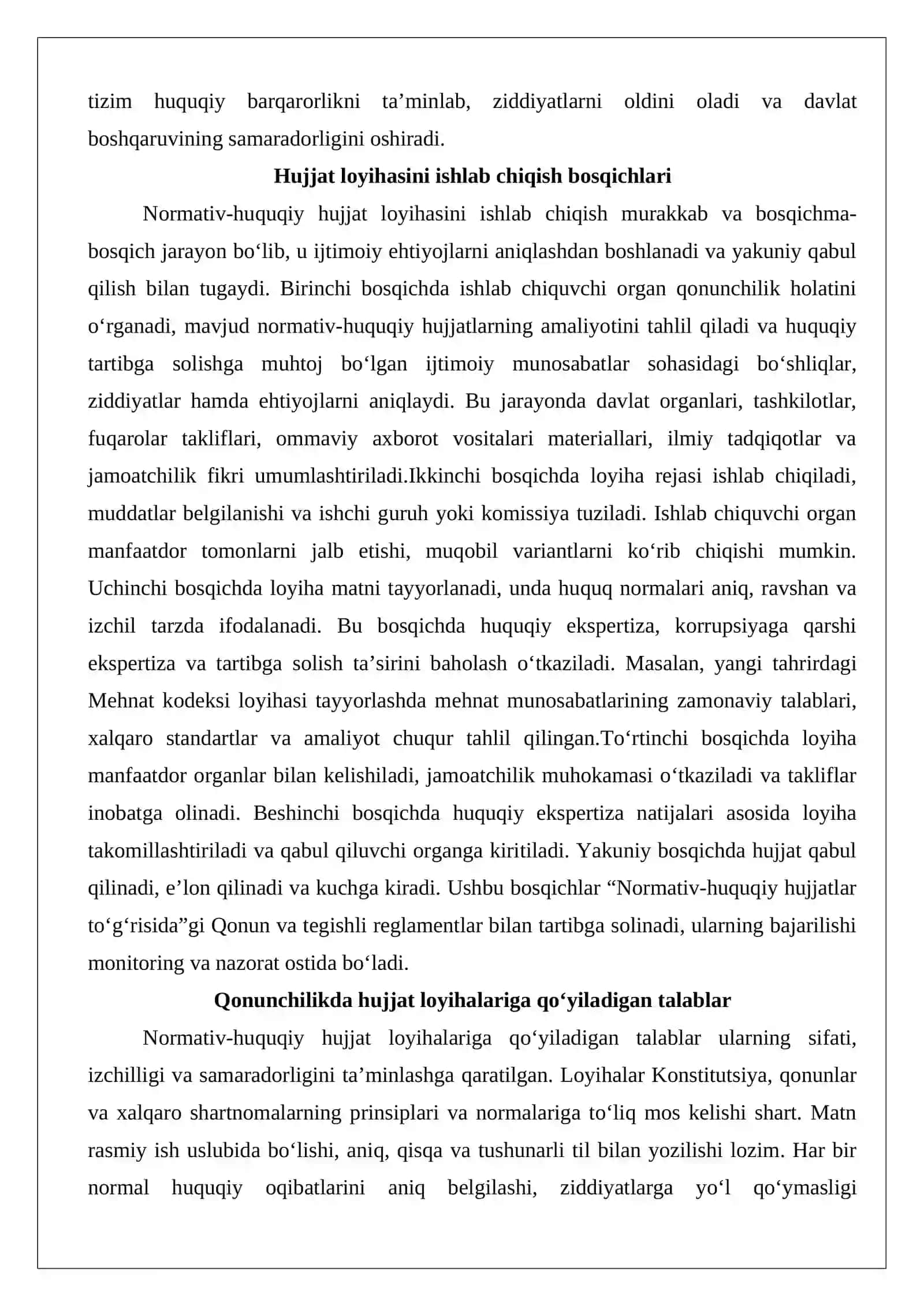 Normativ-huquqiy hujjat loyihasini ekspertizadan o‘tkazish va kelishish 4
