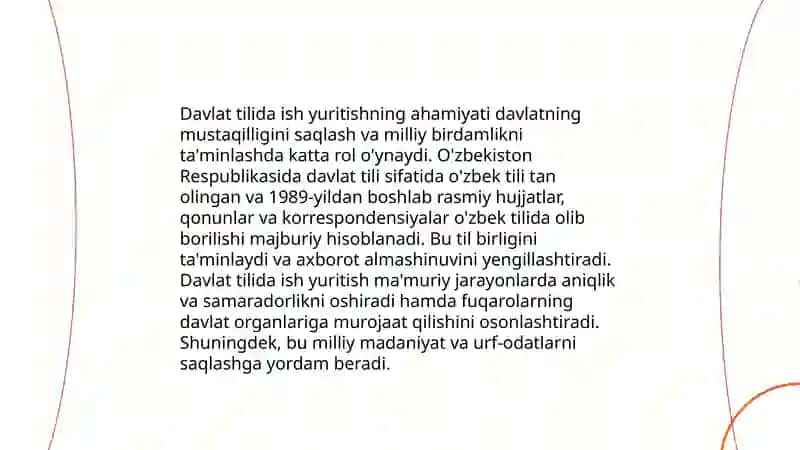 Davlat tilida ish yuritish fanidan taqdimot ishi 4