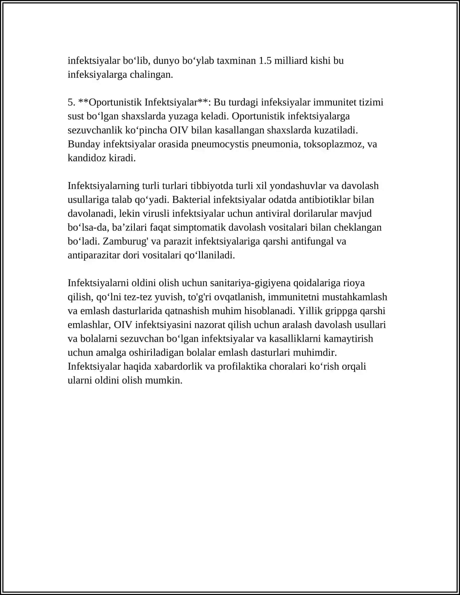 REFERAT Mavzu: INFEKSIYA HAQIDA MALUMOT 4