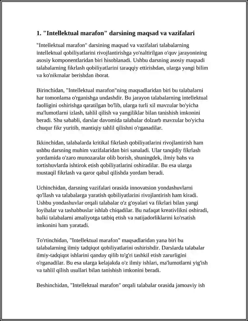 "INTELLEKTUAL MARAFON" DARSI 4