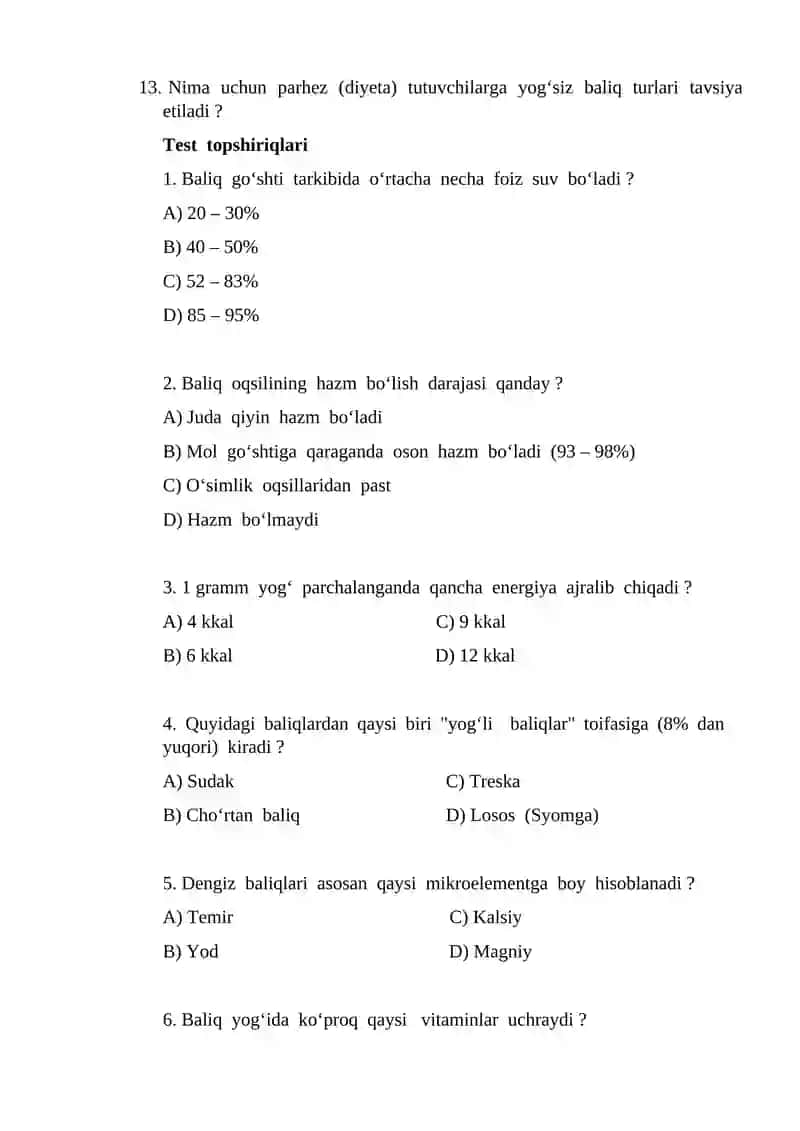 Baliqning Kimyoviy Tarkibi 4