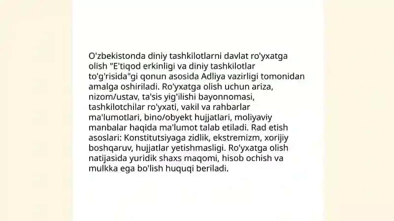 O'zbekistonda faoliyat yurituvchi diniy tashkilotlar 4