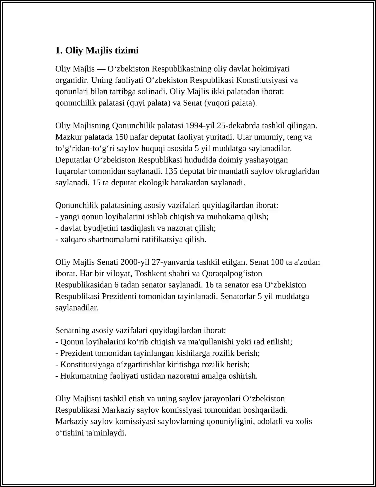 OLIY QONUNCHILIK PALATASI VA SENATNING HUQUQIY MAQOMI VA ICKI TUZILIW 4
