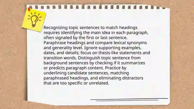 Matching headings and features in reading tasks 4