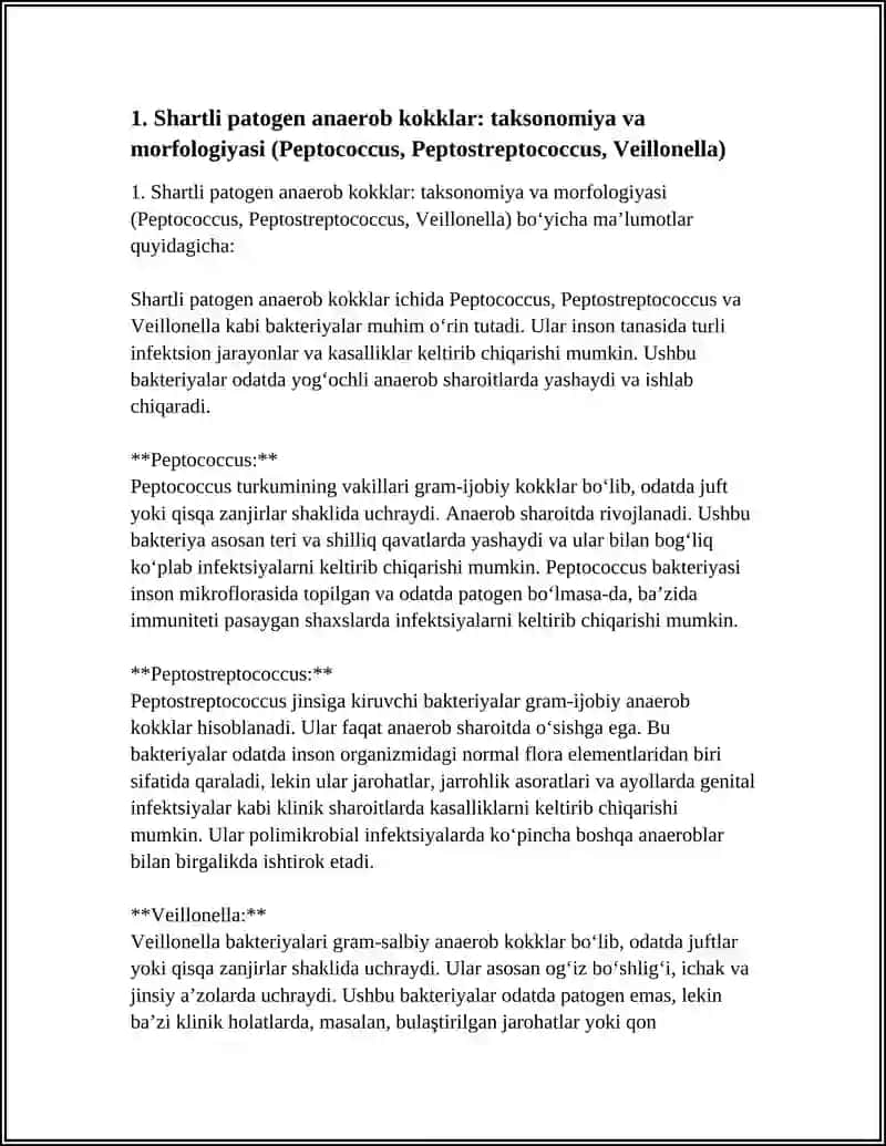 SHARTLI PATOGEN ANAEROB KOKKLAR (PEPTOKOKK, PEPTOSTREPTOKOKK, VEYLONELLALAR) ULARNI XIRURGIK VA GINEKOLOGIK KASALLIKLARDAGI AHAMIYATI 4
