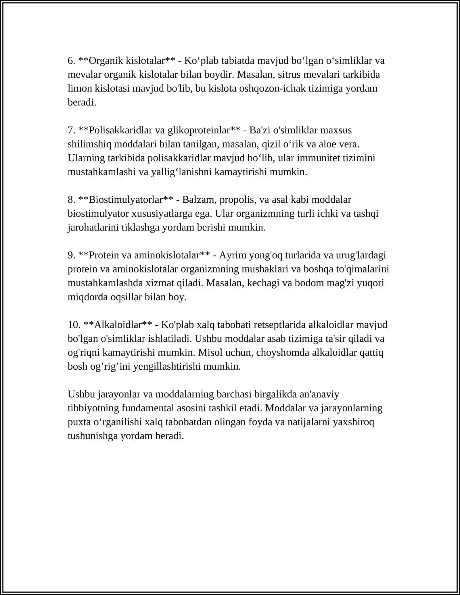 XALQ TABOBATIDA BIOKIMYO MODULINING ÓRNI, AHAMIYATI 4