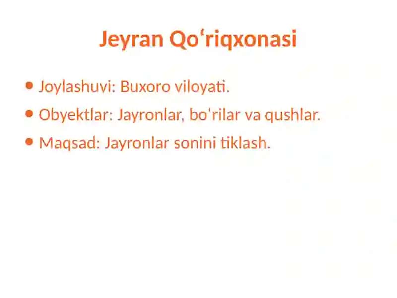 o'zbekiston qo'riqxonalari. tabiy boyliklar 4