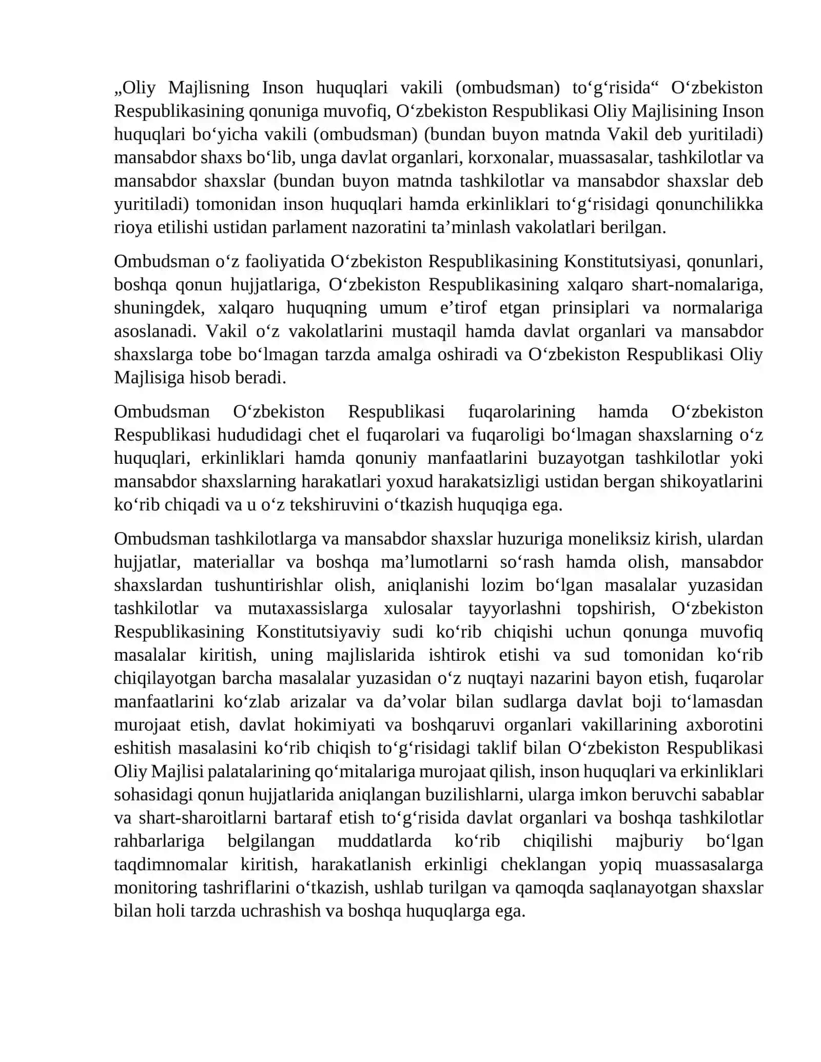"Inson huquqlari fanidan yozma topshiriq javoblari" 4