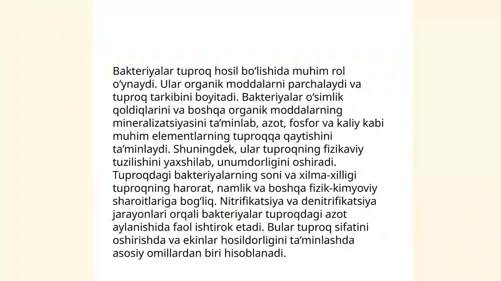 Tuproq paydo boʻlishida mikroorganizmlarining ro'li 4