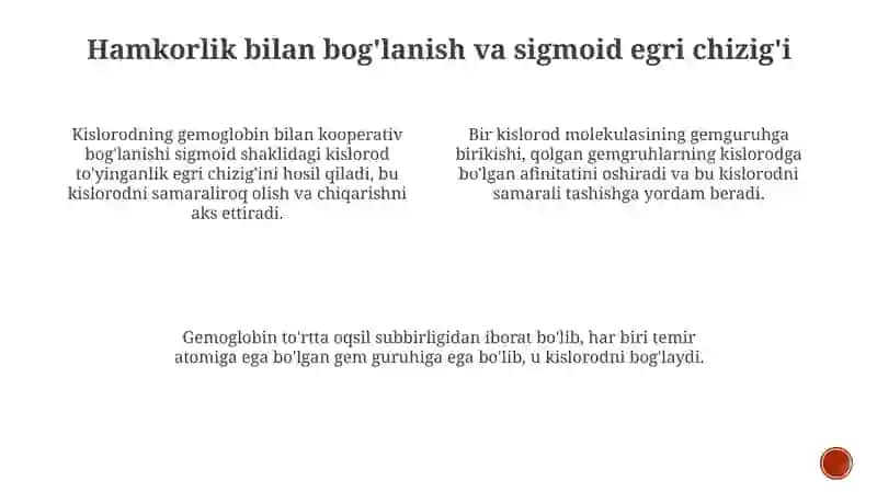 Gemoglobinning tuzilishi va u yordamida kislarod tashish mixanizmi 4