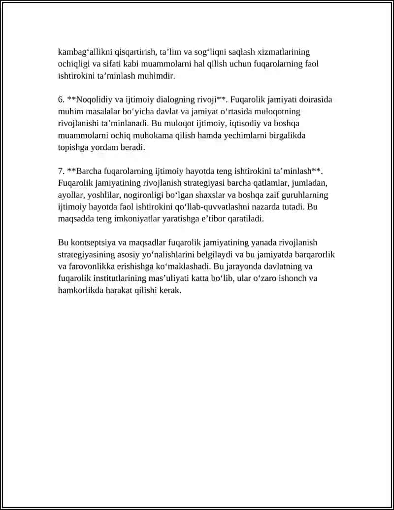 FUQAROLIK JAMIYATINI YANADA RIVOJLANTIRISH BO‘YICHA RIVOJLANISH STRATEGIYASI 4