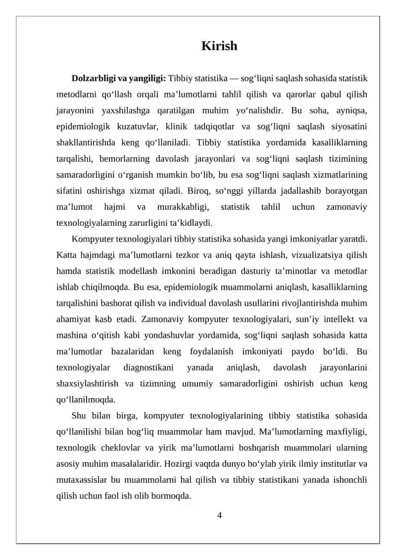 Tibbiy statistika: Kompyuter texnologiyalari yordamida tahlil 4