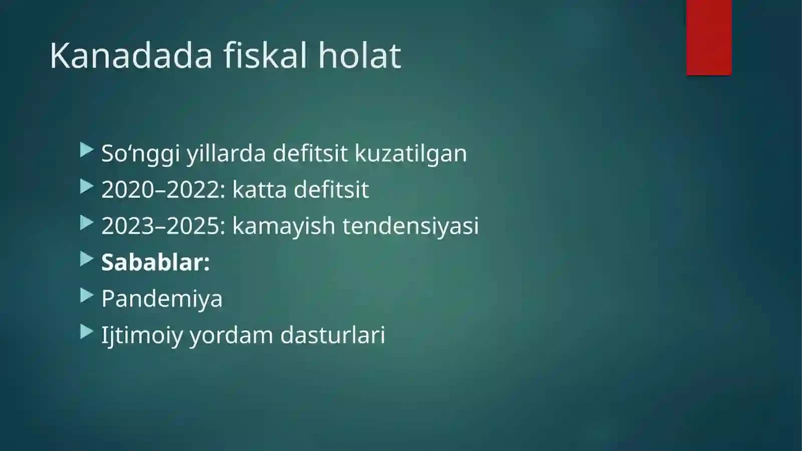 KANADA DAVLATI: FISKAL HISOB VA BYUDJET TAHLILI 4