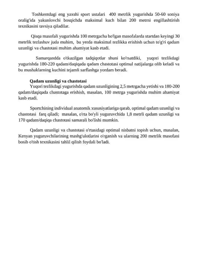 Qisqa masofaga yugurish texnikasini oʻrgatish 4