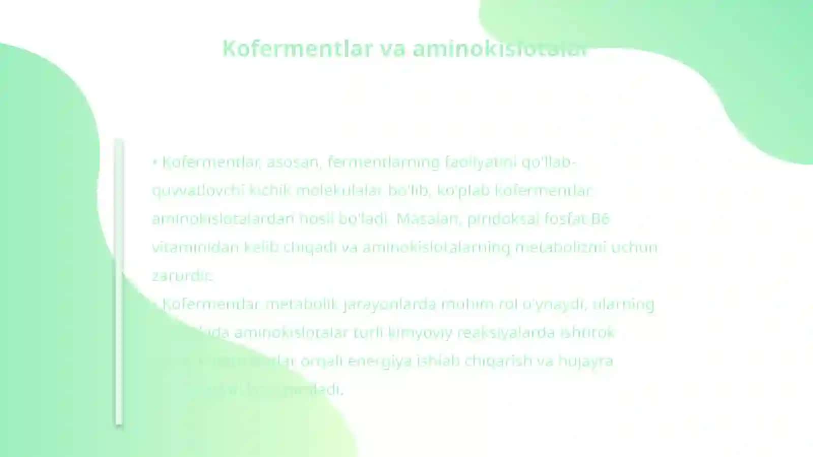 Aminokislotalar kofermentlar garmonlar va vitaminlarning tarkibiy qismi sifatida 4