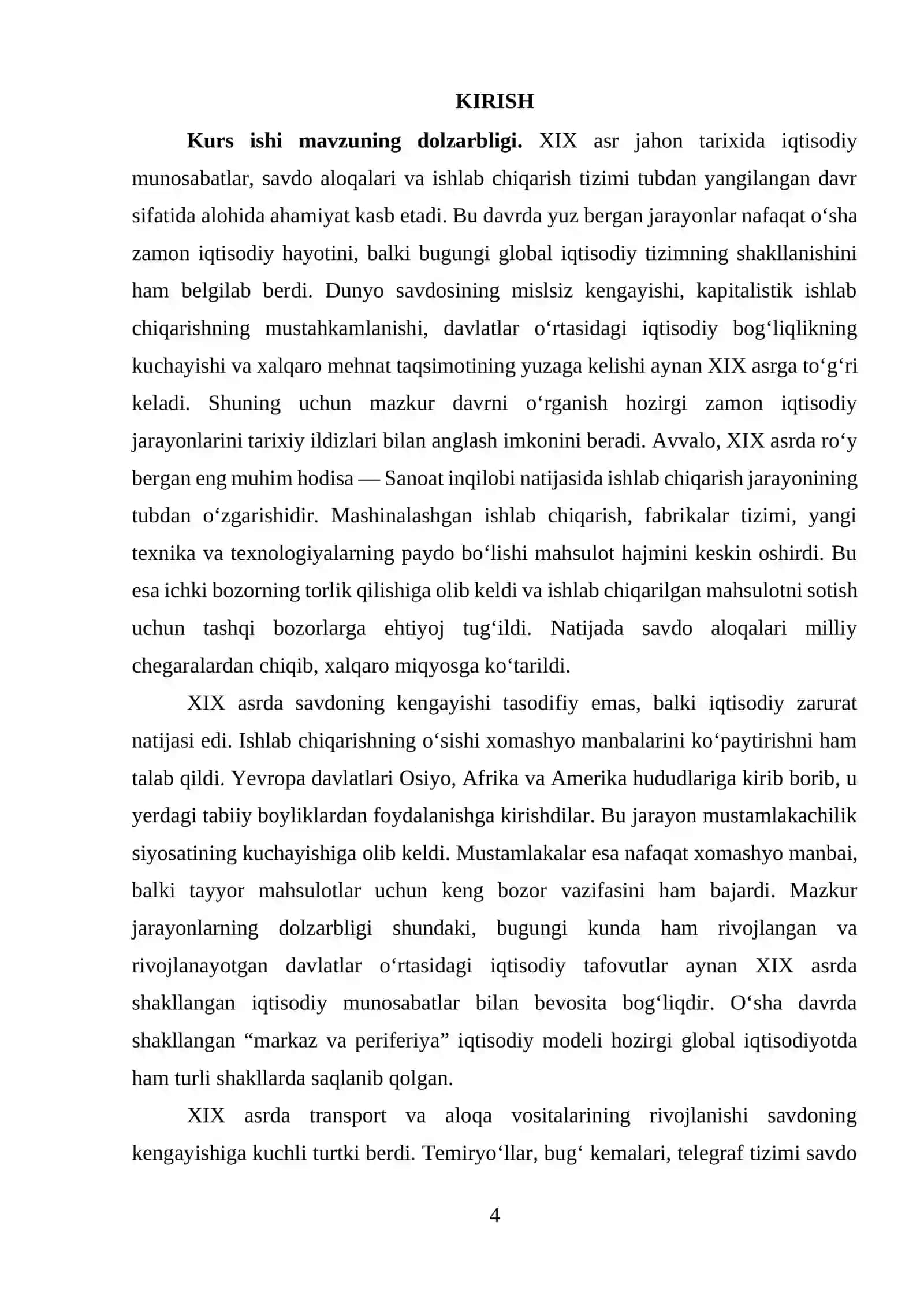 XIX asrda dunyo savdosining kengayishi va kapitalizmning rivoji 4