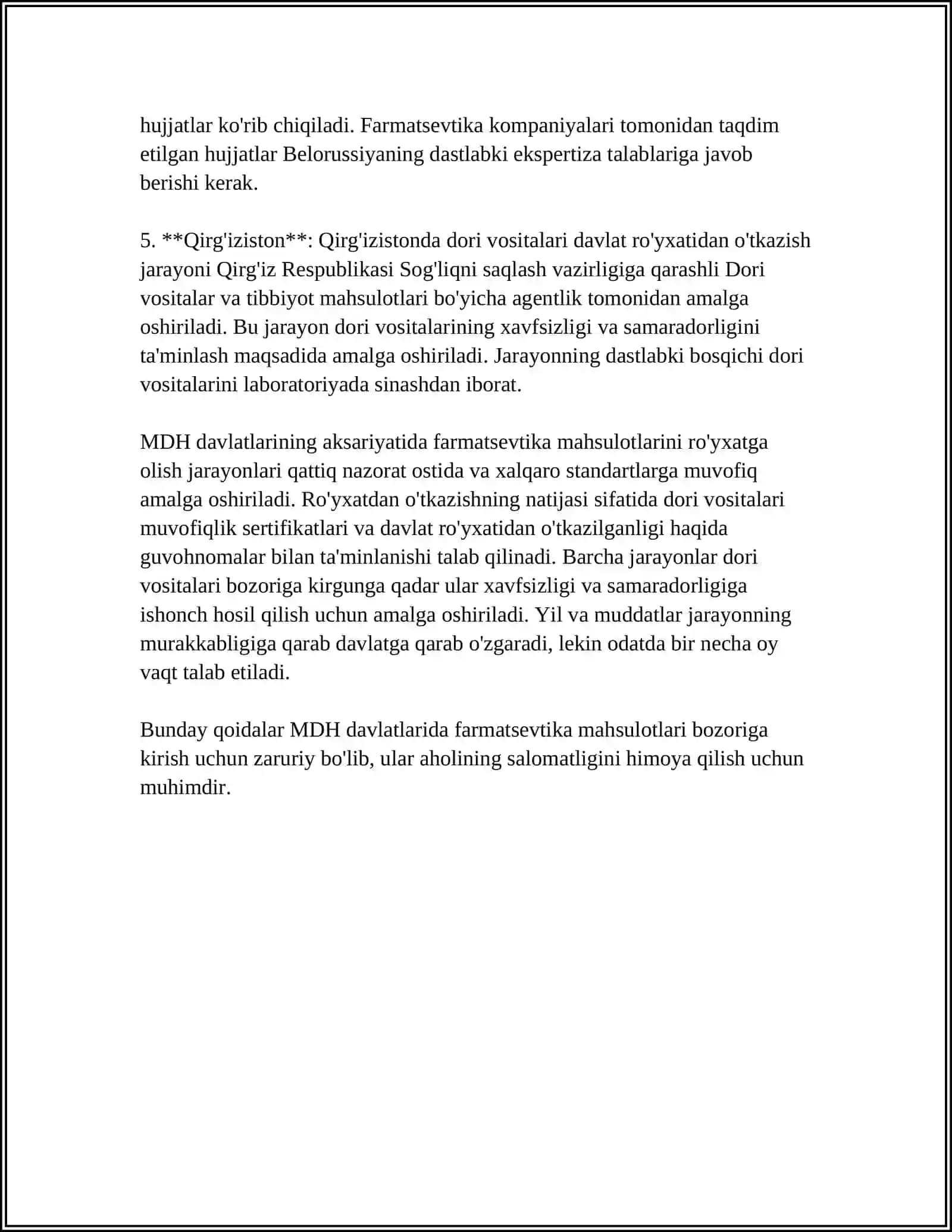 MDH DAVLATLARIDA DORI VOSITALARINI DAVLAT RO'YXATIDAN O'TKAZISH TARTIBI 4