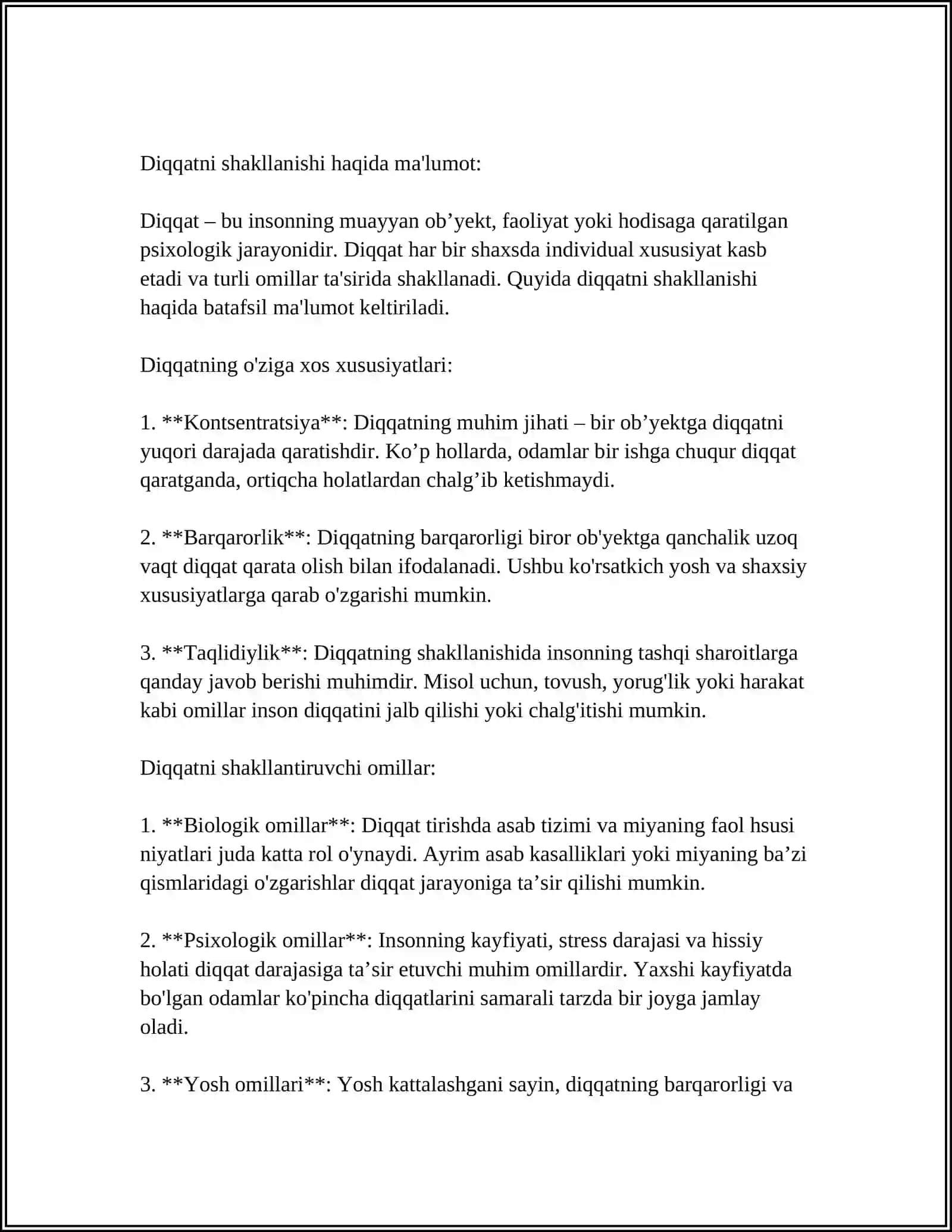 IDROK PSIXIK JARAYONLARNING BOSHLANG’ICH HOLATI EKANLIGI 4
