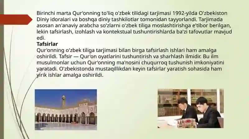 Mustaqillik yillarida Qur’onning o’zbek tiliga tarjima qilinishi va tafsirlari haqida 4