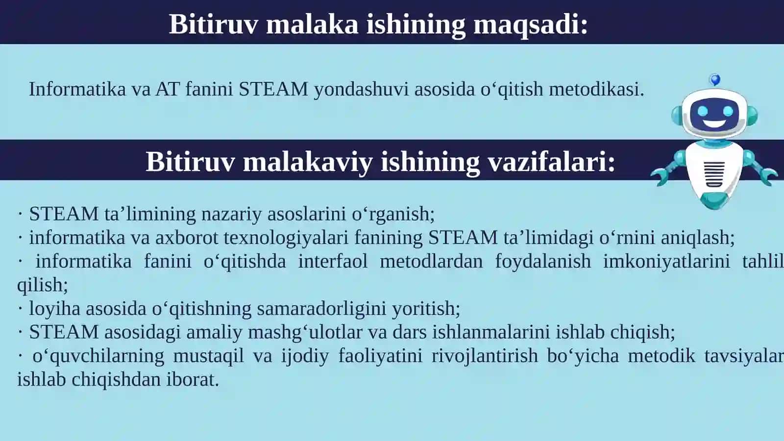 "INFORMATIKA VA AT FANINI STEAM YONDASHUVI ASOSIDA O‘QITISH METODIKASI" 4