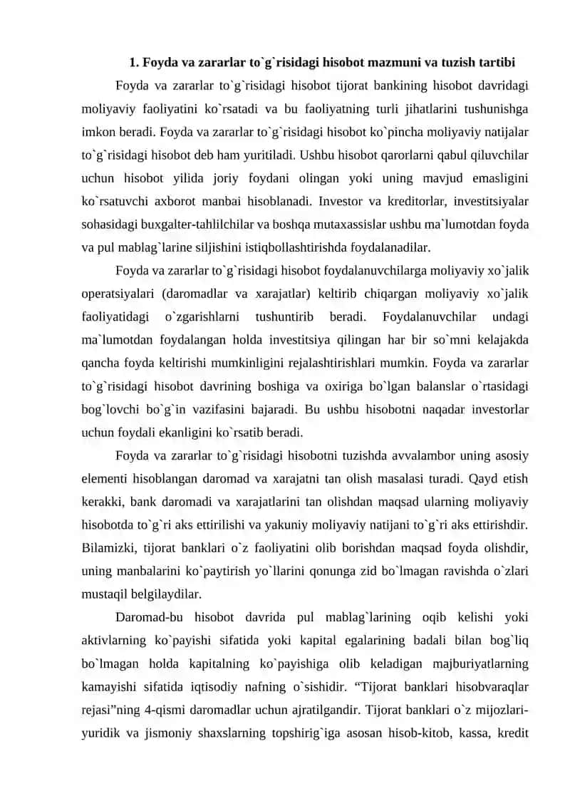 Foyda yoki zararlar va boshqa umumiy daromadlar to’g’risidagi hisobotni tayyorlash 4