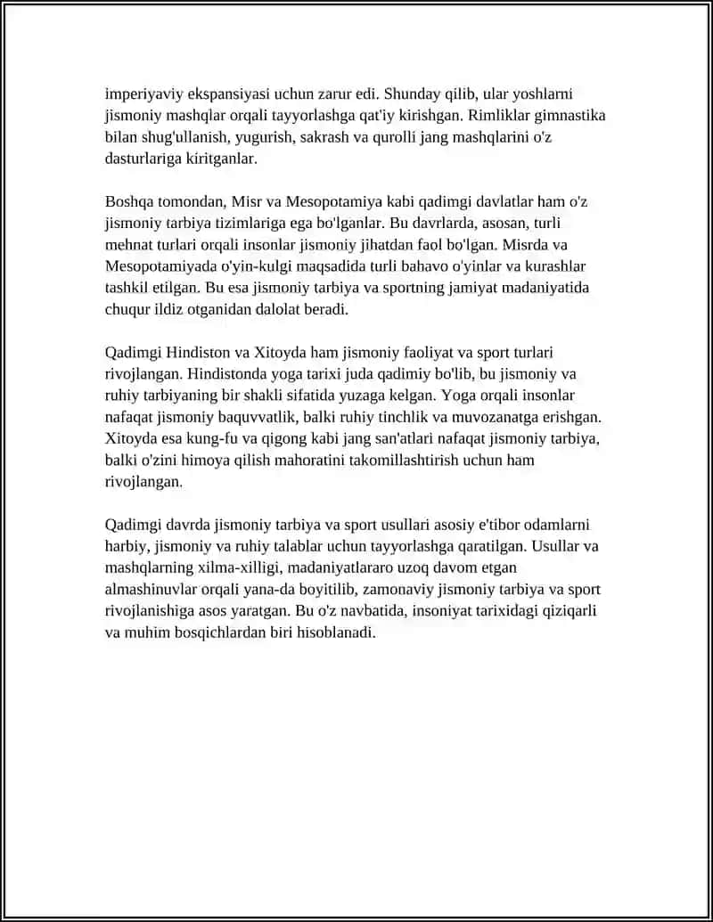 JISMONIY TARBIYA VA SPORTNING RIVOJLANISH DAVRLARI 4